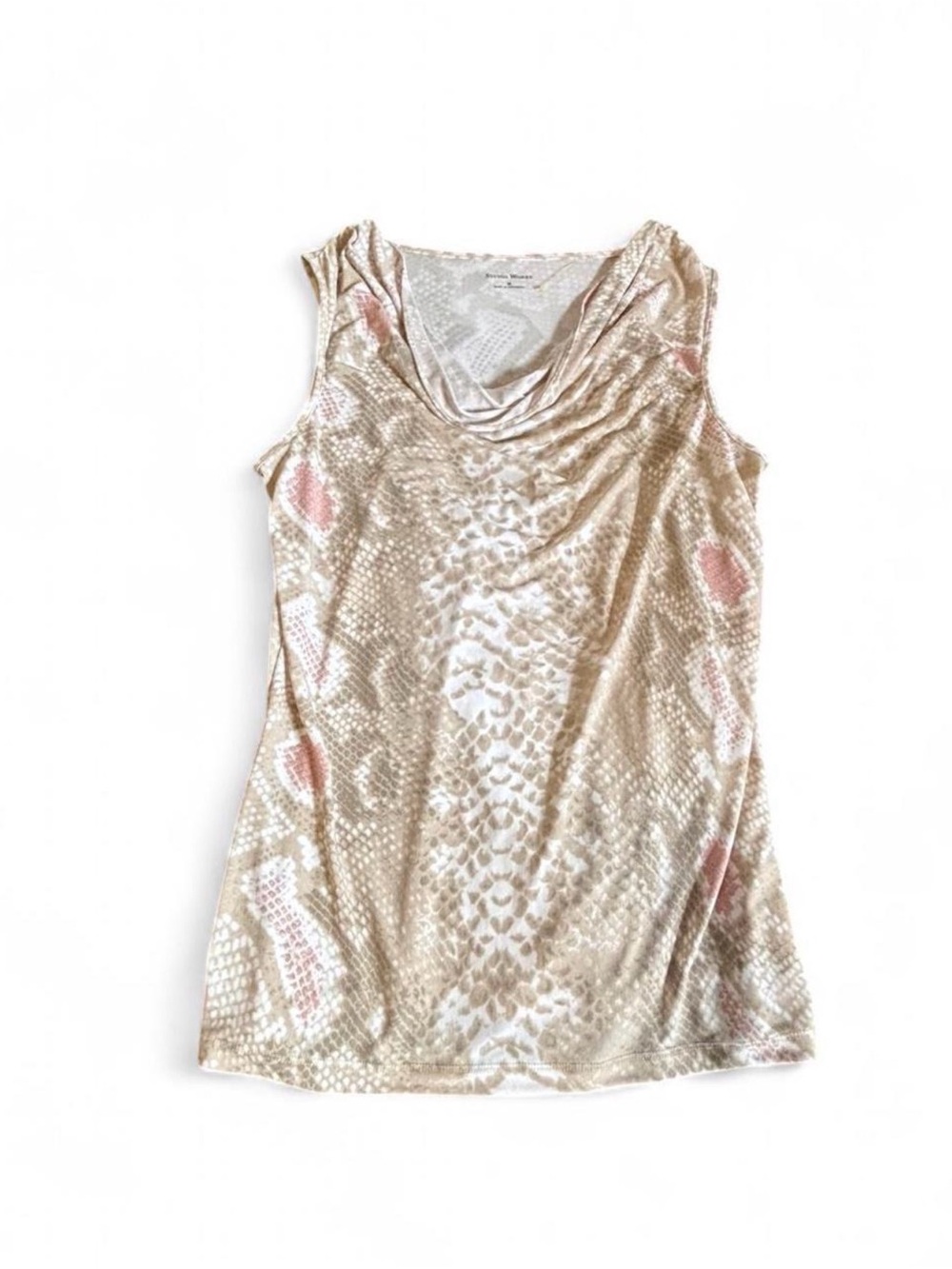 Tan Pink Snake Print Tank Top Women’s Sleeveless Casual Animal Print